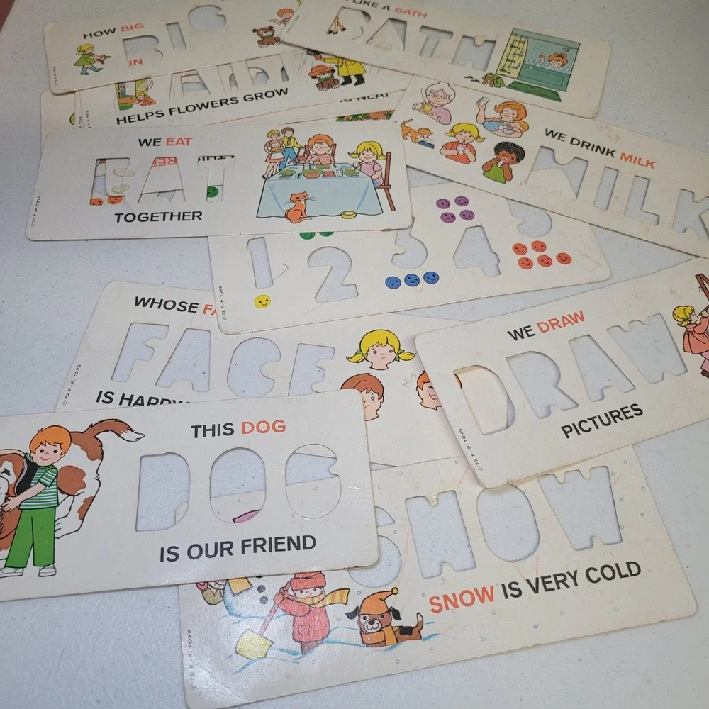 Vintage Fisher Price School Days Desk‎ Chalk Magnetic Letters Stencils 1972